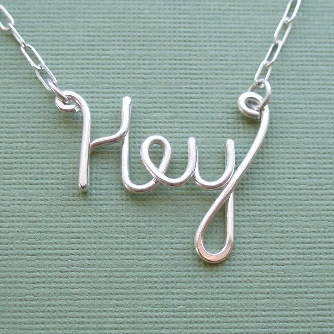 Hey (sterling silver wire word necklace)