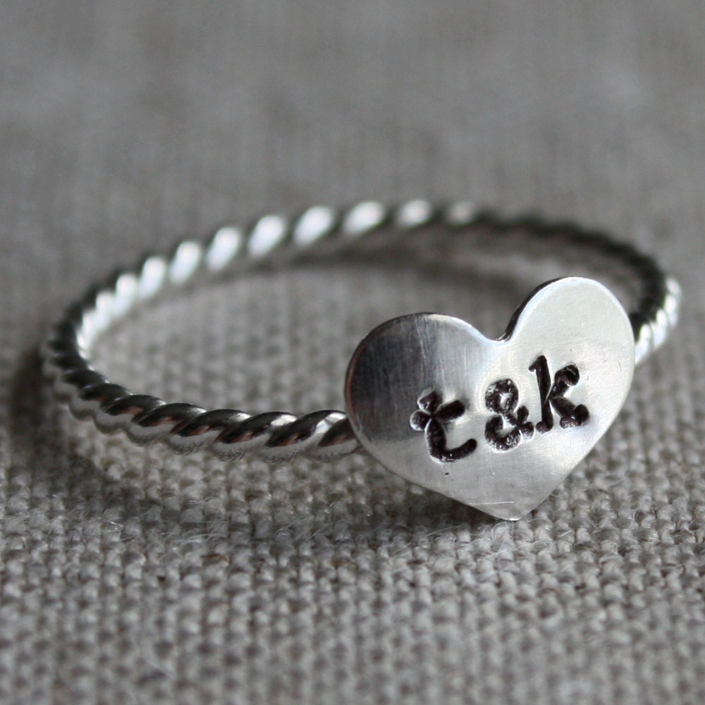 true love ring - sterling silver and stamped with couples initials - amycornwell