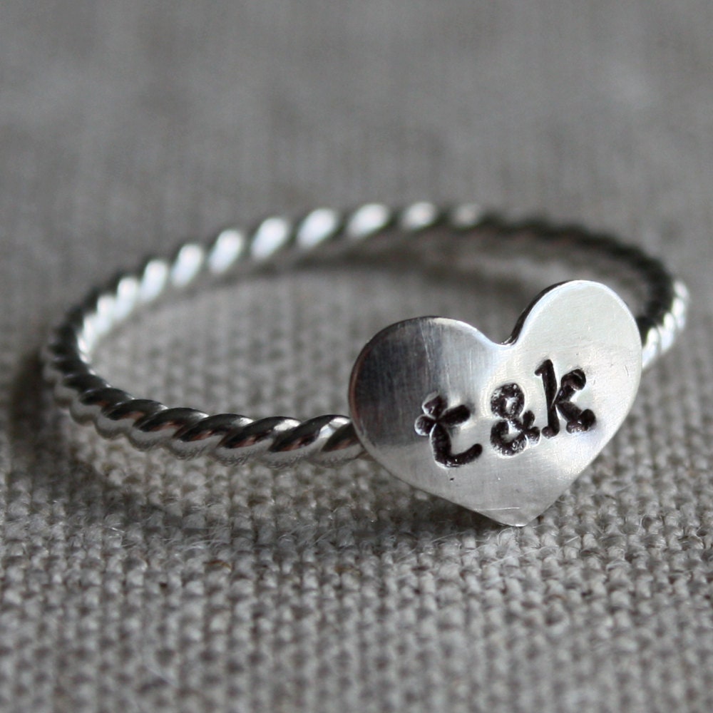 true love ring - sterling silver and stamped with couples initials