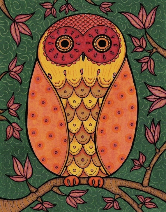 Lady Owl sitting quietly and contemplating the wonders of life - Art Print
