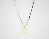 Jager - brass diamond on 14k gold filled and antique brass chain necklace - minimal jewelry gift women