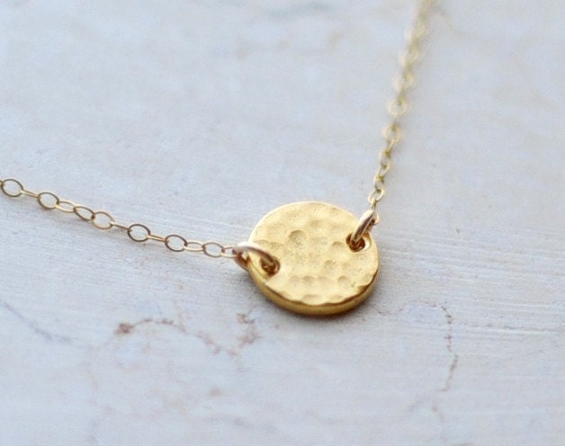 RESERVED LISTING Soleil - hammered gold disc gold filled necklace - simple classic jewelry