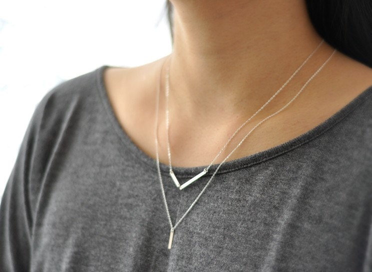 Diagon Gold - asymmetrical line bars necklace - modern sleek jewelry - edor  gift for her
