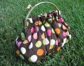 Purse in Chocolate Brown with Polka Dots and 8 Inch Frame