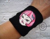 black SWEATBAND with art patch GROUCHY PINK grrl
