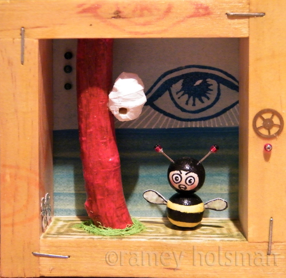 a "Dying Breed" xxx bee and hive x ORIGINAL MIXED MEDIA Shadow Box Diorama