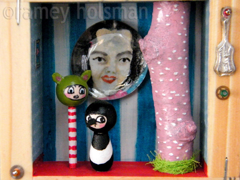 x "Have you a message for me, magpie" x ORIGINAL MIXED MEDIA Shadow Box Diorama