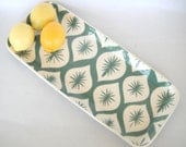 Ceramic serving tray, teal Morocco sparkle motif  MADE TO ORDER