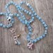 Gorgeous Faceted Czech Beads Knotted on Dark Blue Cord Necklace with PMC Fine Silver Peace Sign Pendant Necklace