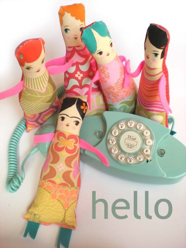 ESTELLE with black hair original hand painted SOFTIE art DOLL