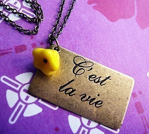 C'est La Vie French  Flower Charm Necklace