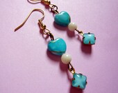 Aqua Moonglow Heart Earrings