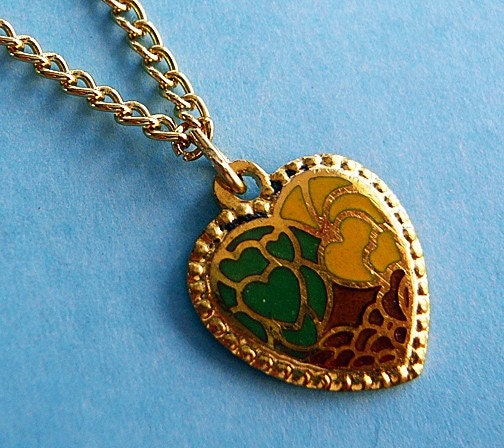 Vintage Enamel Heart Pendant