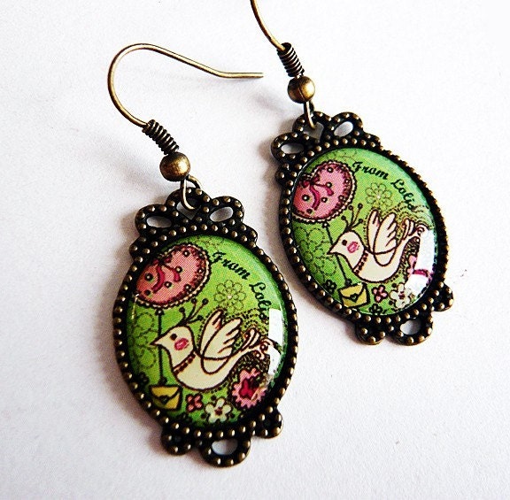 Darling Lime Green Bird Earrings