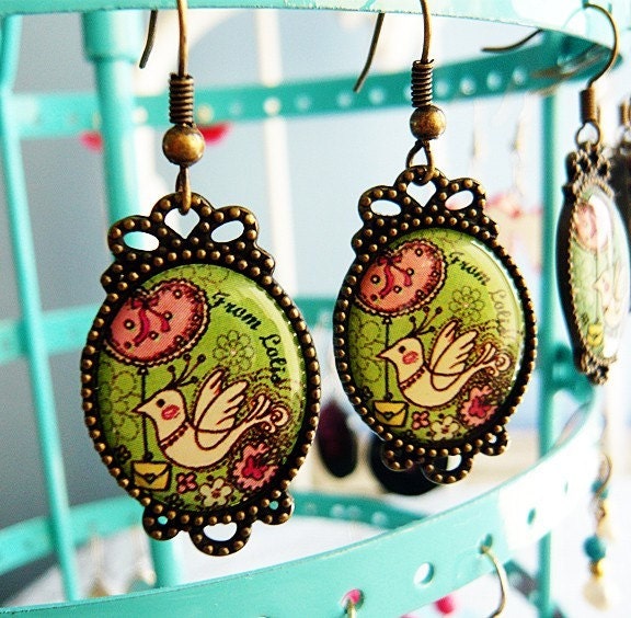 Darling Lime Green Bird Earrings
