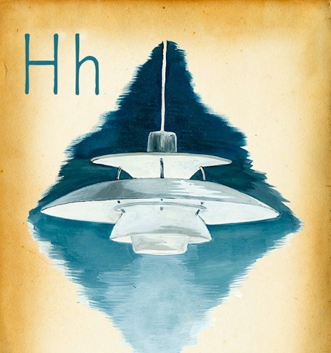 Modern Design Deck- H is for Henningsen - small print - mid century modern retro Eames inspired wall art