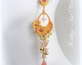 Chandelier Post earrings Coral Flower Filigree Drops with Swarovski 312-3105