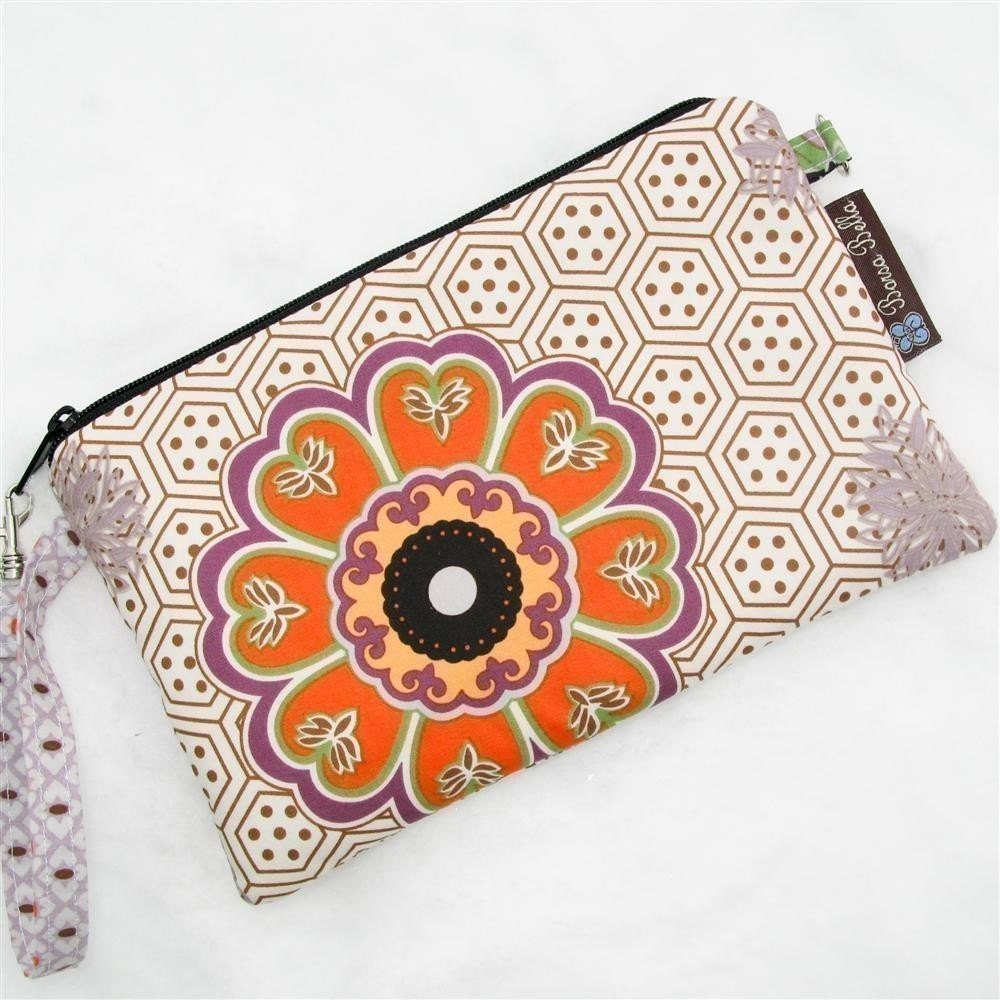 Kindle 4 case / Nook Color Bag / Kindle Fire Cover / Kindle 3 Bag / LARGE Padded eReader case fits covered eReaders  - Orange Flower Fabric