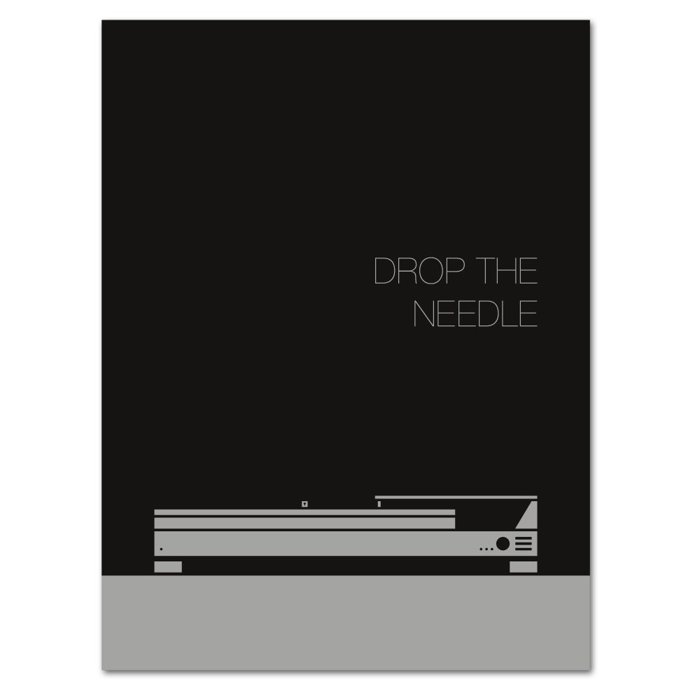 Print: Drop the Needle - Mid Century Turntable Illustration