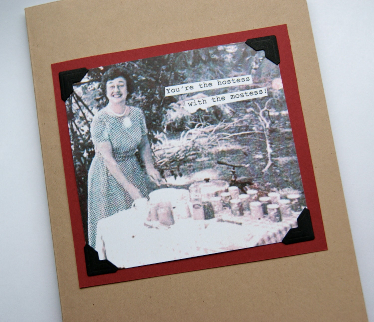 THANK YOU Fun Vintage Photo Card - You're the Hostess with the Mostess - Recycled Paper