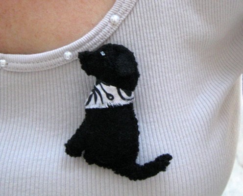 Black Lab Pin / Brooch - Labrador Retriever Wool Dog Friend with Gift Box