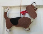 Basset Hound Wool Dog Friend Ornament - Handsewn, Two-sided Arroooooooo