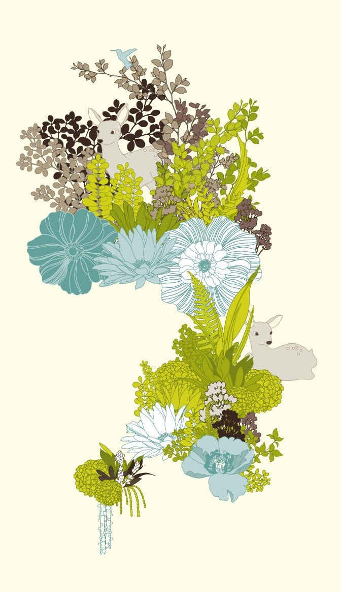 Deer Garden - 8x14 Print - FREE SHIPPING