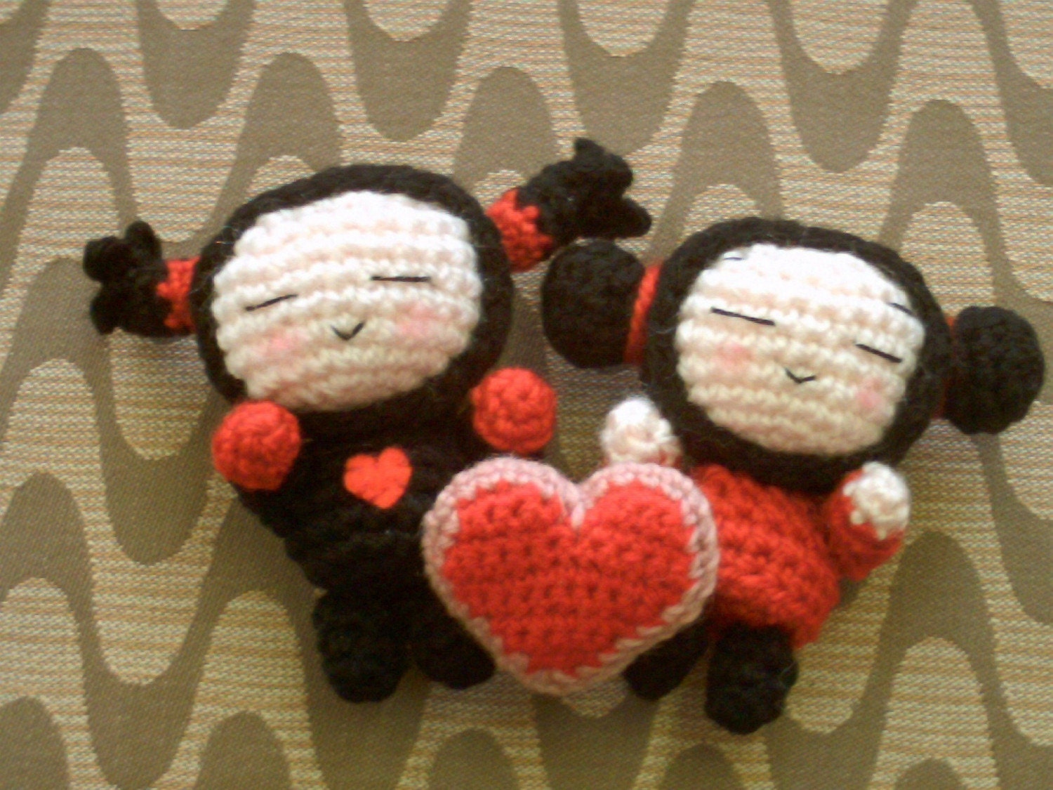 Amigurumi  Pucca and Garu dolls in love crochet pattern in pdf