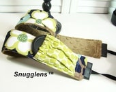 PreOrder camera strap padded minky woodland floral navy and cactus- w/expandable lens cap pocket-- SNUGGLENS