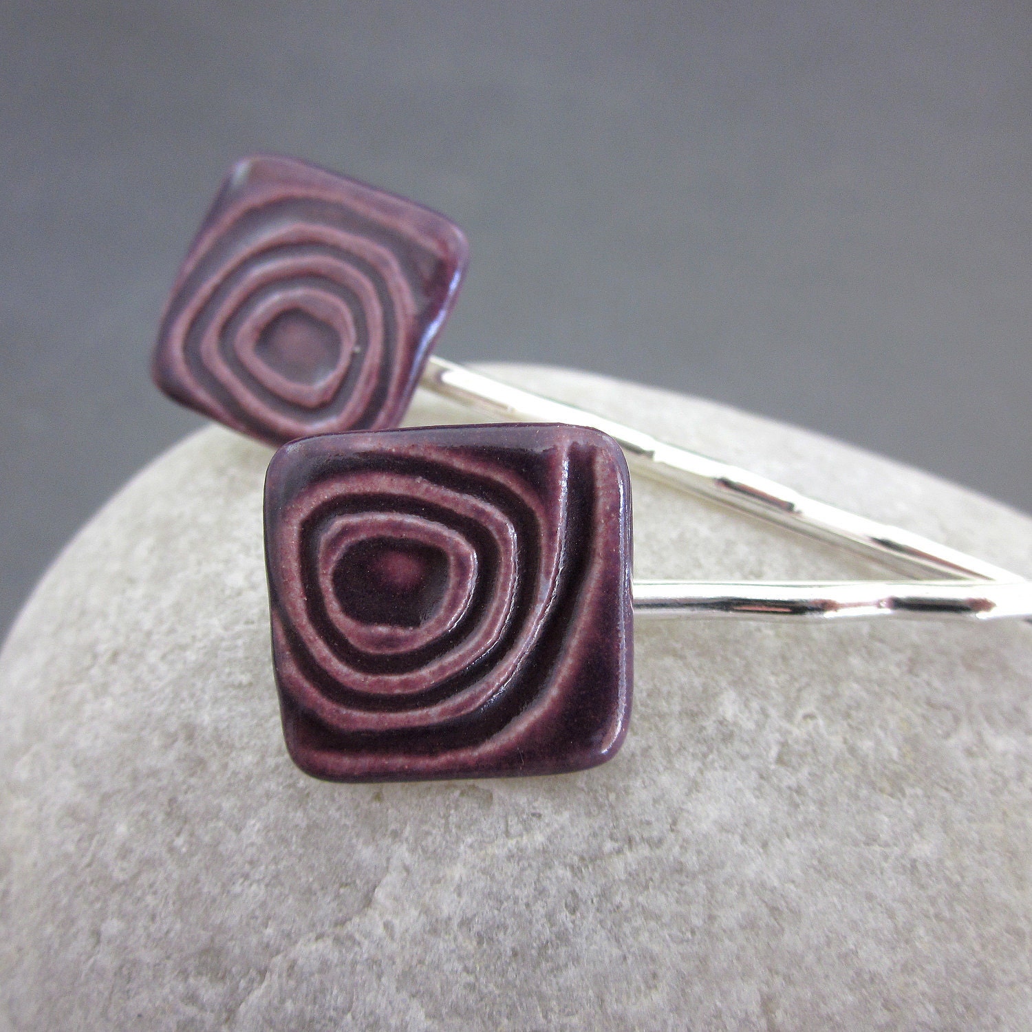 Handmade Purple Tiny Tile Bobby Pin Set