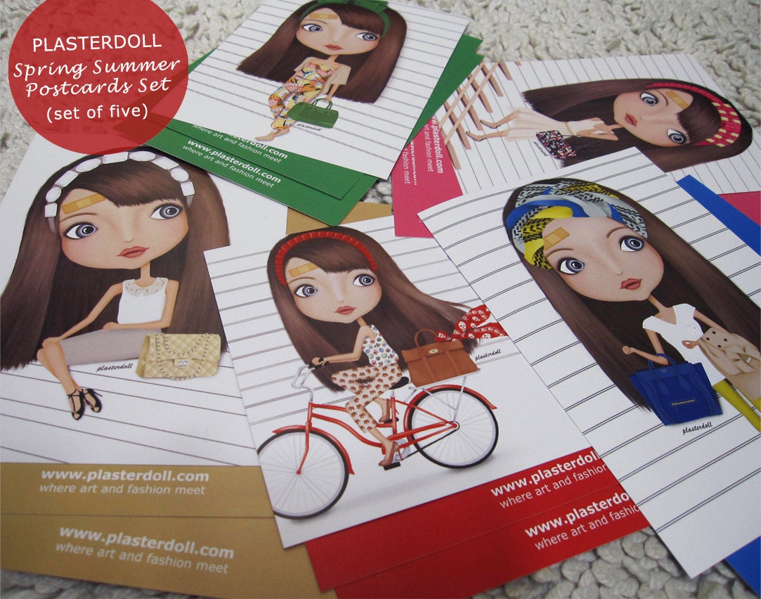 Plasterdoll Postcards Set (Set of 5) - Spring Summer Fashion