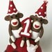 Twin Birthday Sock Monkey Cake Topper w Polka Dots