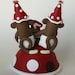 Twin Birthday Sock Monkey Cake Topper w Polka Dots