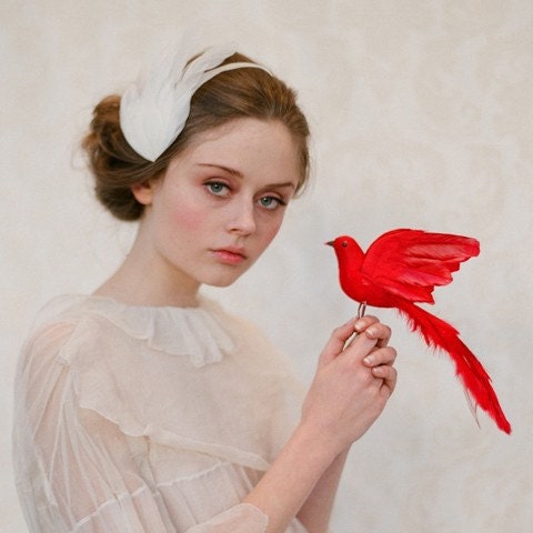 Bridal feather wing hair clip - Handmade feather wing - Style 120 - Made to Order