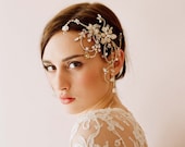 Bridal rhinestone headpiece, hair comb - Dazzling twisted rhinestone and pearl headpiece - Style 245 - Made to Order