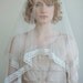 Bridal single layer silk veil - Silk tulle with lace trim veil in ivory - Style 053 - Made to Order