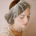 Bridal tulle veil with pearl beads - Mini tulle veil with pearls - Style 212 - Ready to Ship