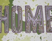 Home Sweet Home (Green Floral) - Original Hand-Cut Paper Art