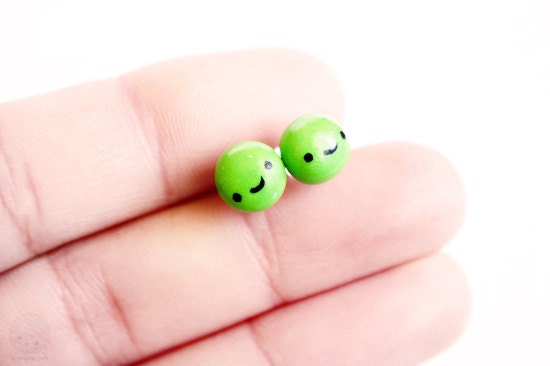 Pea Studs Earrings - cute handmade jewelry