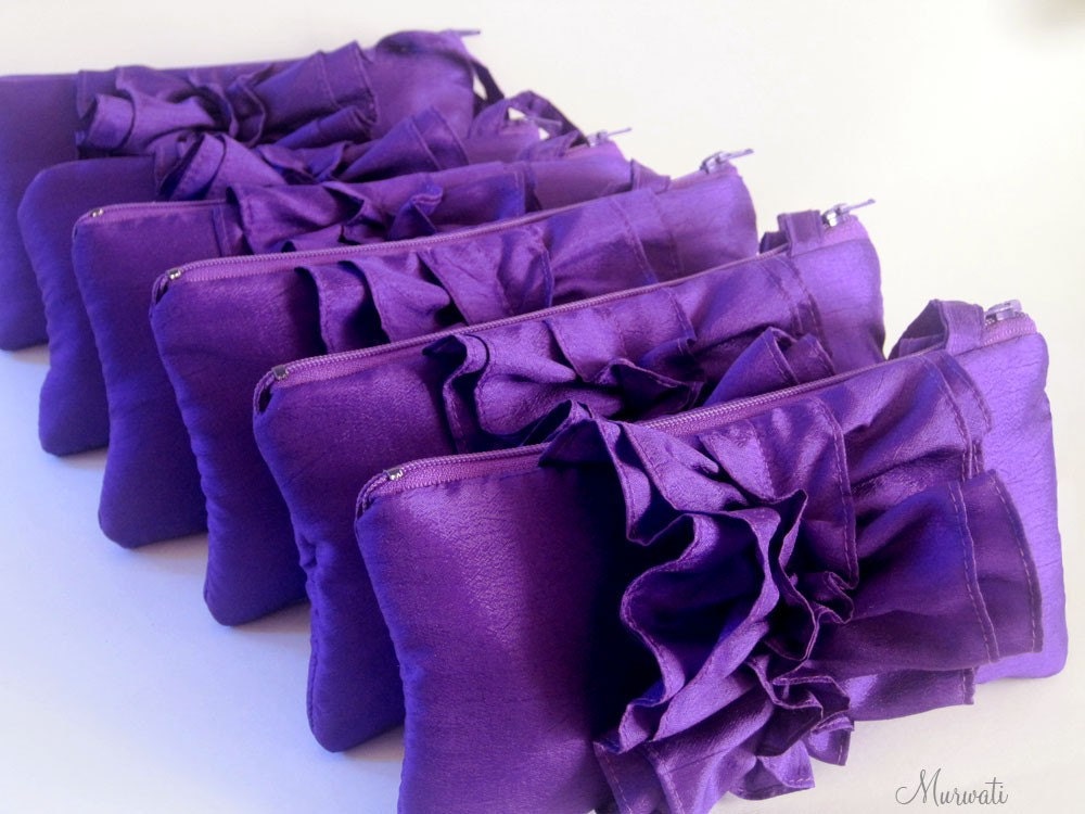 Reserved for Brittany-Wedding clutches-Bridal Bridesmaids Gift-SET OF 6 Fairy Tale-Black Silver Gray Purple And More