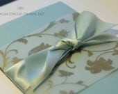 Dusty Blue and Gold Flourish Invitation Set