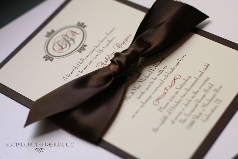 Brown and Garnet Wedding Set with monogram