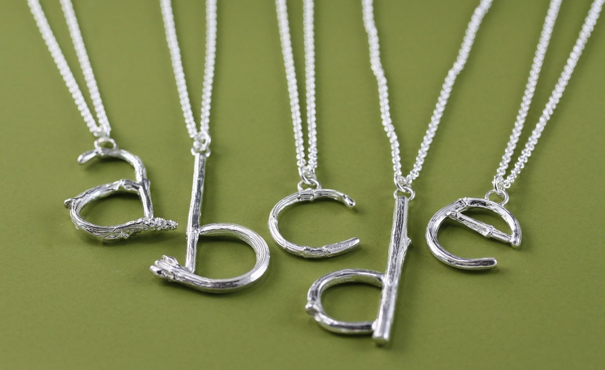 Twig Initial Pendant - Silver Letter Necklace - Personalized Pendant - Name Letter Pendant - Made to Order with the Letter of Your Choice