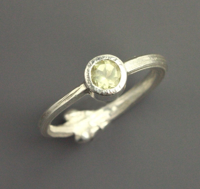 Lemon Quartz Twig Ring--Size 6--READY TO SHIP