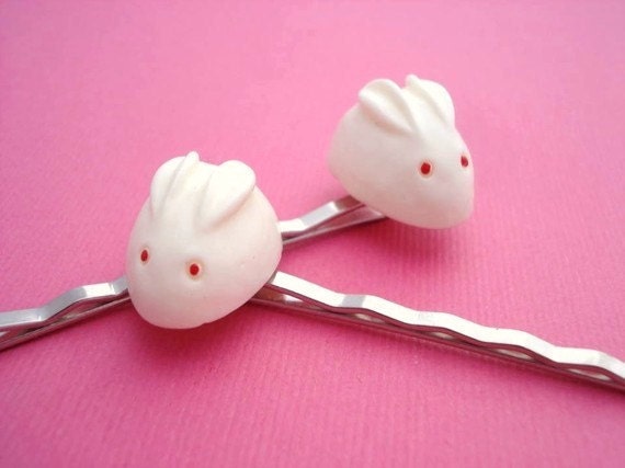 Ivory Bunny Hair Pins, Bobby Pins