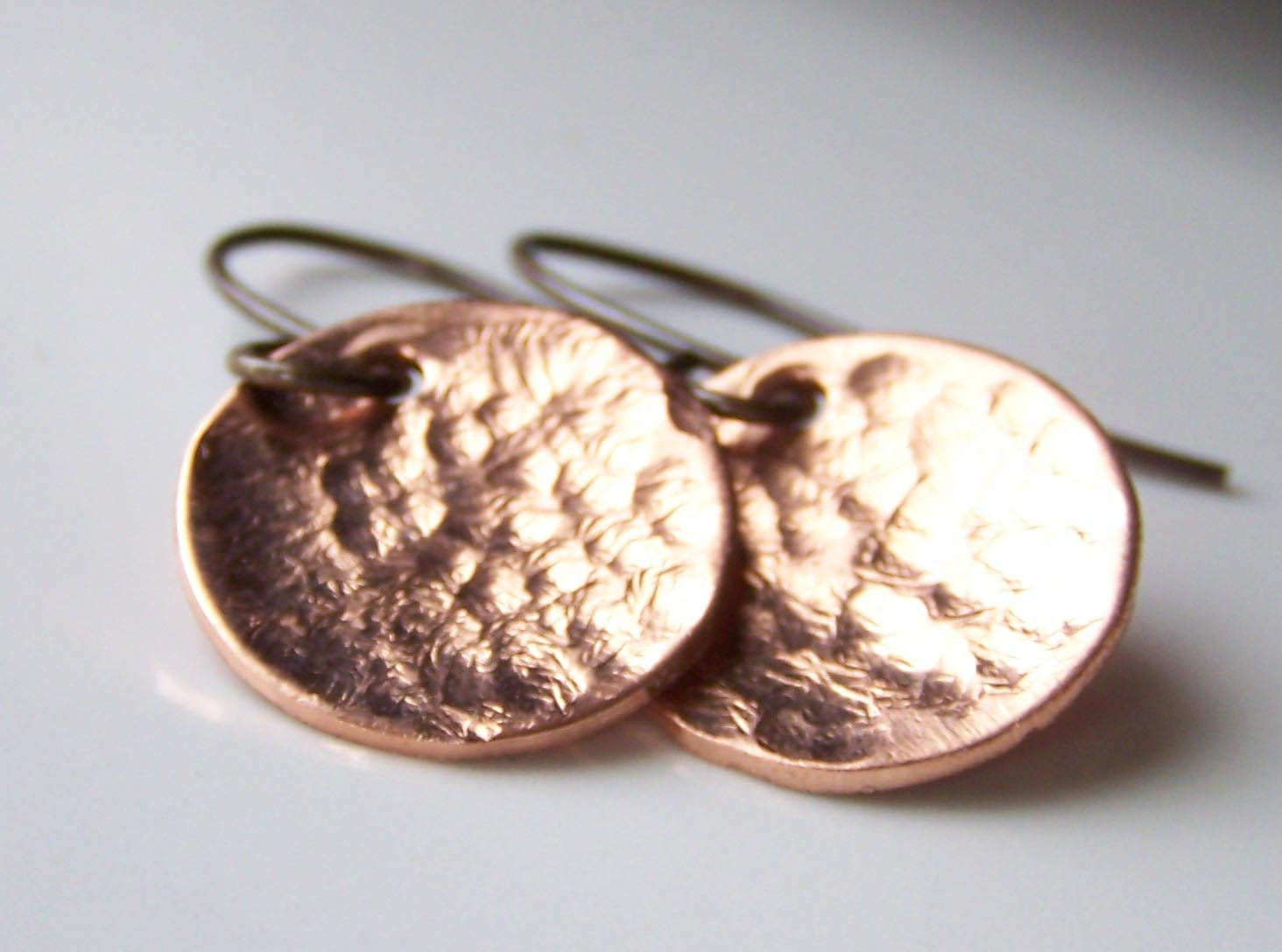 Etsy, Copper, Copper Hammered Disc Earrings, Metalwork Earrings,Copper Earrings, Round Earrings, Hammered Earrings, Gift
