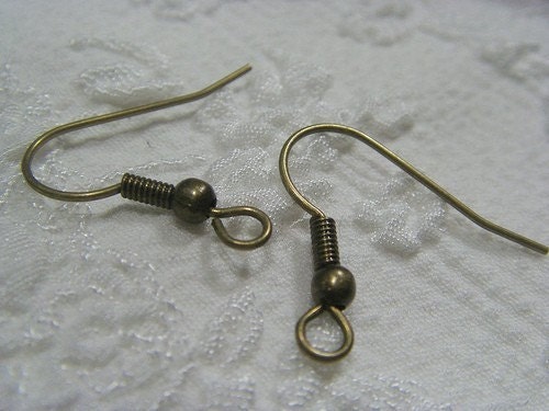 50x French Hook Earewire with FREE Jump Ring (in antique brass tone) - 2152
