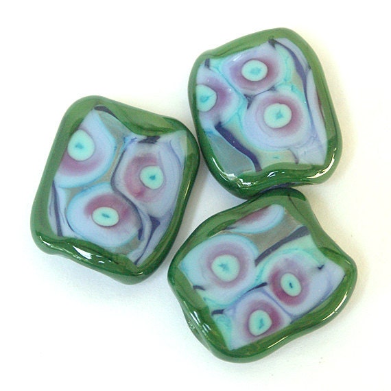 Autumn Evening - Handmade Lampwork Bead Set, Abstract (3) OOAK SRA