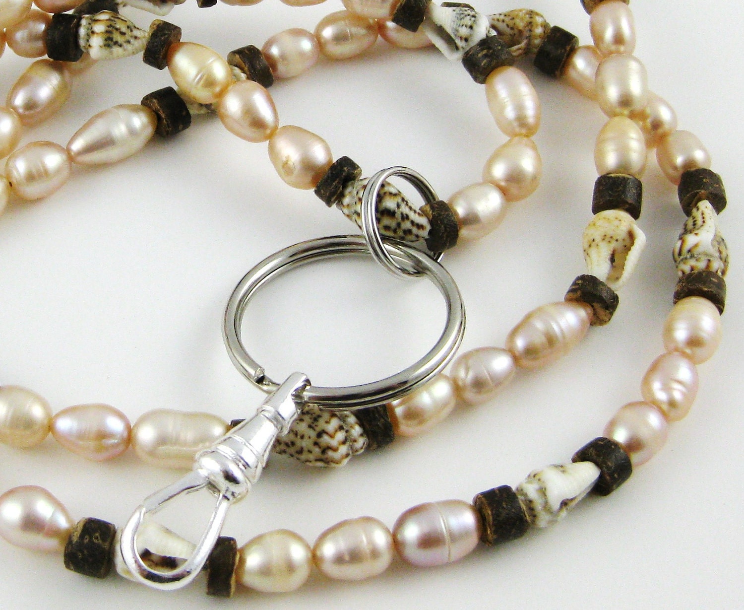 Maui Mama freshwater pearl and shell lanyard ... perfect for your ID badge key eyeglasses