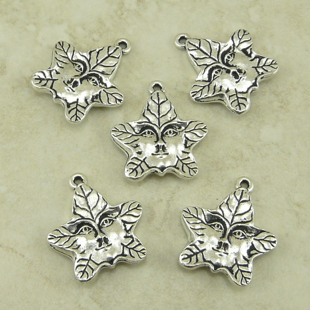 TierraCast Tree Spirit or Green Man charms - Lead Free Silver Plated Pewter - I ship internationally 2121